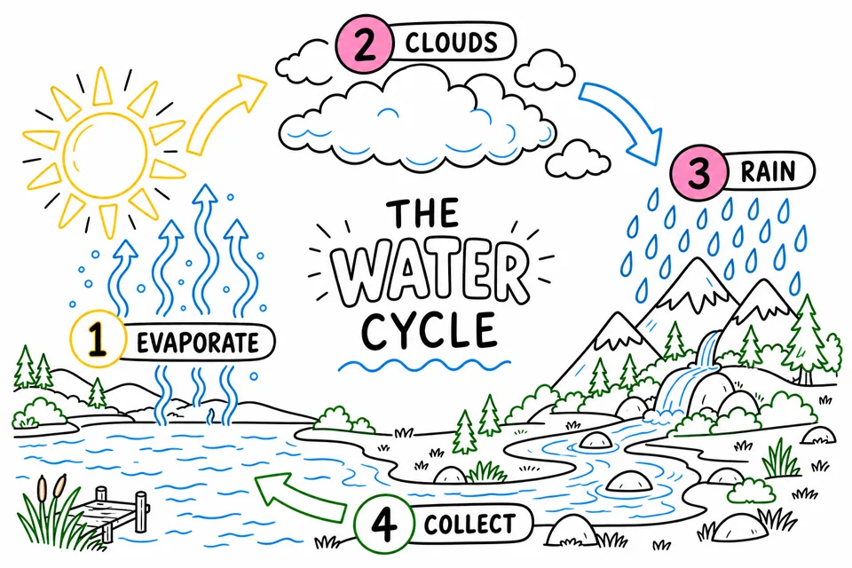 Original The water cycle line-art input